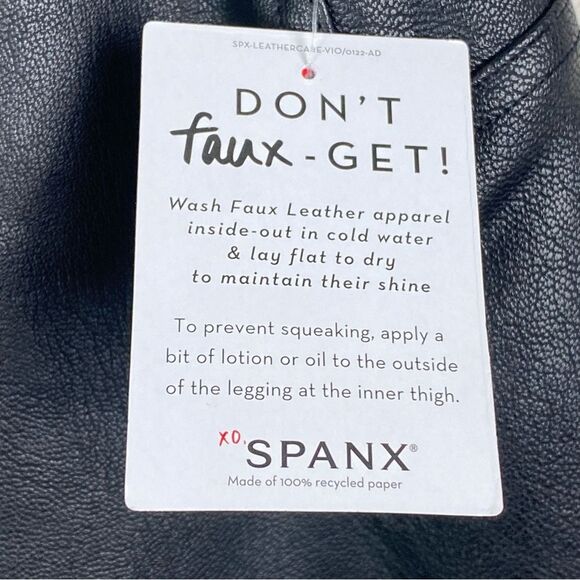 NWT Spanx Leather Like Front Slit Pant Sz XL Petite PXL Black Vegan Goth Grunge - Picture 14 of 14